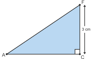 Right angle triangle (ACF) with sides 3cm and two unknowns