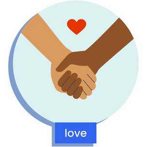 hands holding each other with a love heart, depicting love