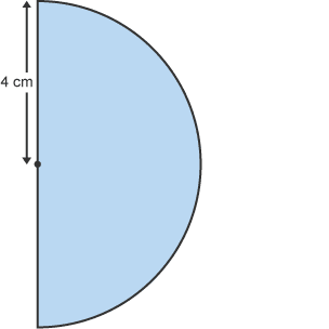 Diagram of a semicircle with an 4cm diameter