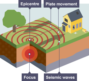 The focus is the point under the earth's surface where the seismic waves start from. The epicentre is the point on the earth's surface directly above the focus.