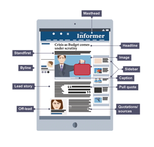 Illustration showing online newspaper