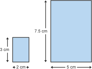 Rectangle 1: 3x2cm Rectangle 2: 7.5x5cm