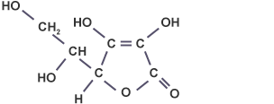 Full structural formula of vitamin C