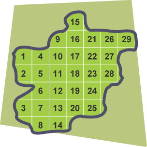 Using a numbered grid to map an area