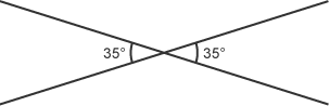 X shape with overlapping diagonal lines creating equal angles of 35°