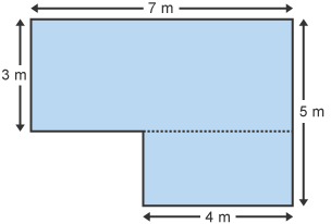 Backyard showing dimensions of sides with 3m and 5m highlighted