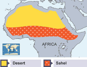 The Sahel desert is located in northern Africa.