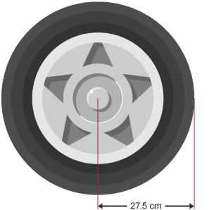 Car tyre of radius, 27.5 cm