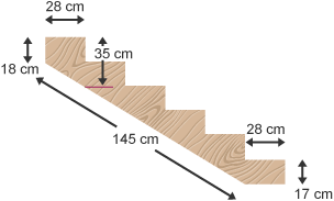 A staircase, known as a stair stringer, made up of a series of repeating shapes