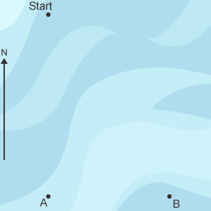 Three points of a triangle represented by the start of a race in a water-sports competition, buoy A 9km to the south of the start point, and buoy B 6km to the east of buoy A