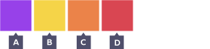 A - purple, B - yellow, C - orange, D - red