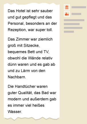 A hotel review as displayed on a website.