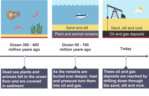 Timeline showing how oil and gas was formed over millions of years