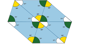 Six identical triangles fit together.