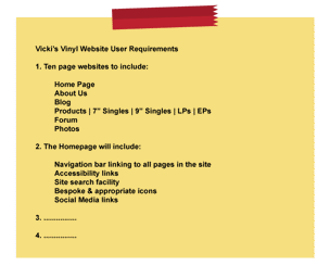 Example of user requirements for a website