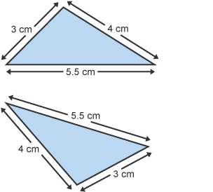 Pâr o drionglau SSS (hydoedd: 5.5cm, 4cm a 3cm)