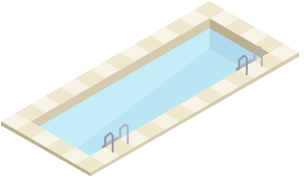 A rectangular swimming pool