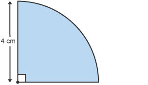 Quarter circle with length, 4cm