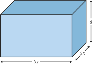 Cuboid with length 3x, width 2x and height h