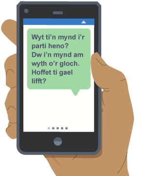 A mobile phone displaying a text message