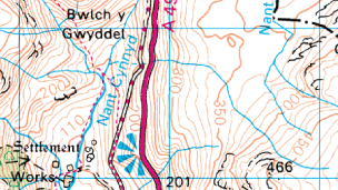 Contour lines are drawn on a map to show height.