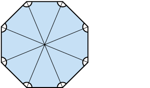 An octagon that has been split up into 8 segments