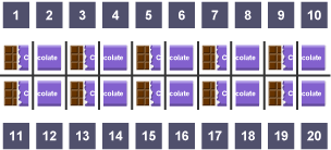 10 bars of chocolate - halved.