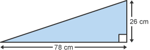 Diagram of a 26cm x 78cm right-angled triangle