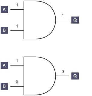 Two separate AND gates representing a TRUE and a FALSE output