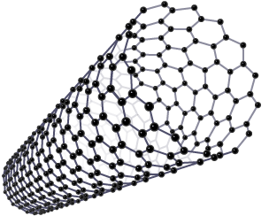 Model moleciwlaidd 3D o nanotiwb carbon.