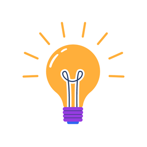 A lit up light bulb