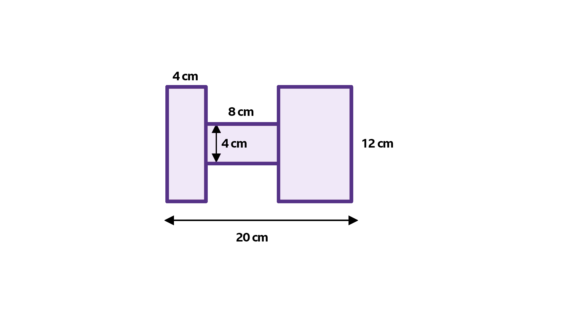 Compound shape made up of three rectangles