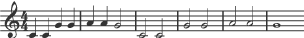 augmentation in the repeated phrase of musical notation