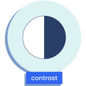 a circle with half black and half white, depicting contrast