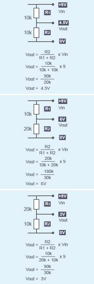Worked example - calculating Vout of a potential divider