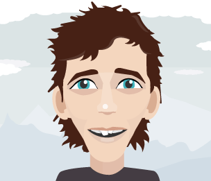 Graffeg o wyneb cymeriad Siôn.