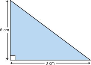 Diagram of a 6cm x 8cm right-angled triangle