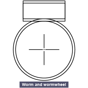 Symbol for a worm and wormwheel gear mechanism