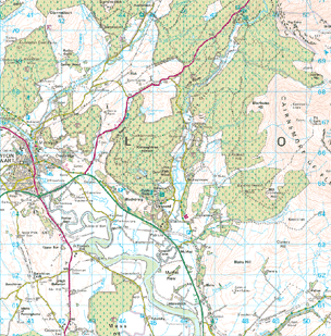 OS map extract featuring the River Cree