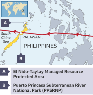 Map showing the location of Typhoon Rai that affected the Philippines