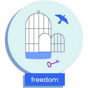 a bird flying from a cage, depicting freedom 