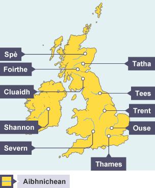 Mapa - aibhnichean san RA agus bun-aibhnichean