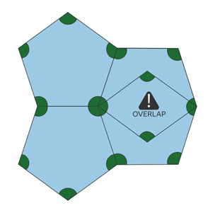 Four pentagons joined and overlapping
