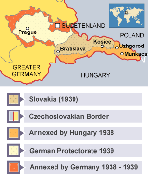 Map showing the Czech partition.