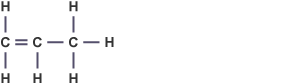 Structural formula of propene.