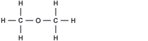 Structural formula of ether CH3OCH3.