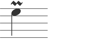 Mordent notation comprising of two small waves above a note