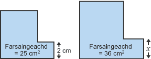 Diagram of two similar L type shapes with different values