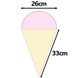  Isosceles triangle of 33cm and a semicircle of 26cm. 