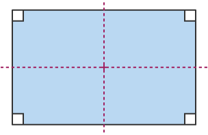 Rectangle with all it's lines of symmetry highlighted